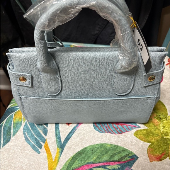 Bebe Light Blue Satchel Handbag Gold Hardware New - Picture 3 of 6